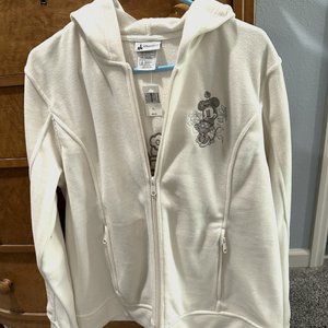 Disney World Minnie Mouse Cream or Off White Fleece Jacket NWT XL